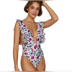 ViX by Paula Hermanny Medium Clover Liz Flutter Sleeve One-Piece Swimsuit NWT